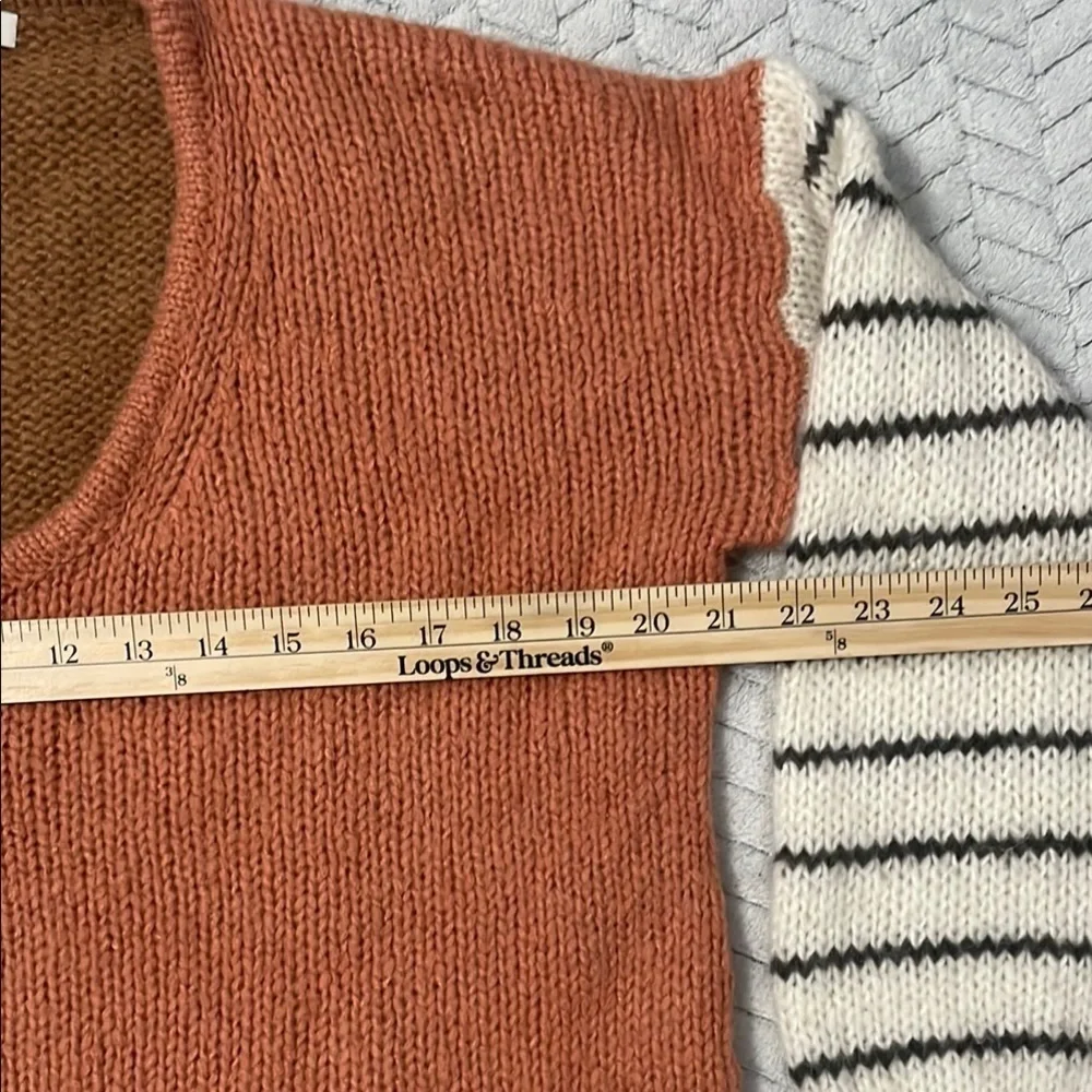Madewell Sweater Womens Size XS Multicolor Striped V-Neck Balloon Sleeve Knit - Picture 3 of 8